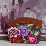 Leather/Huipil Coin Purse
